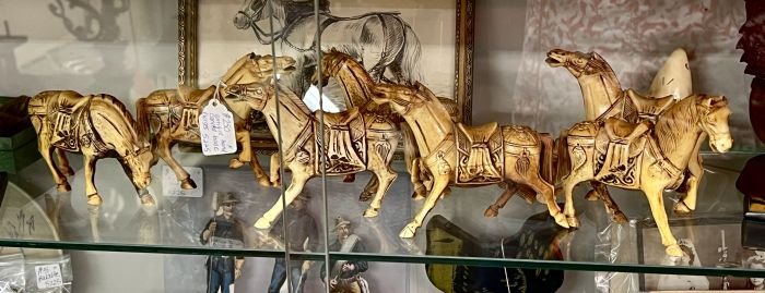 Antique hand-carved bone horses