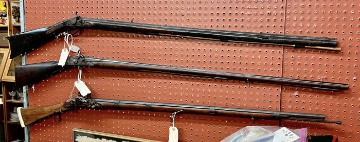 Percussion gun, Flintlock musket, Fowler w/extremely long barrel