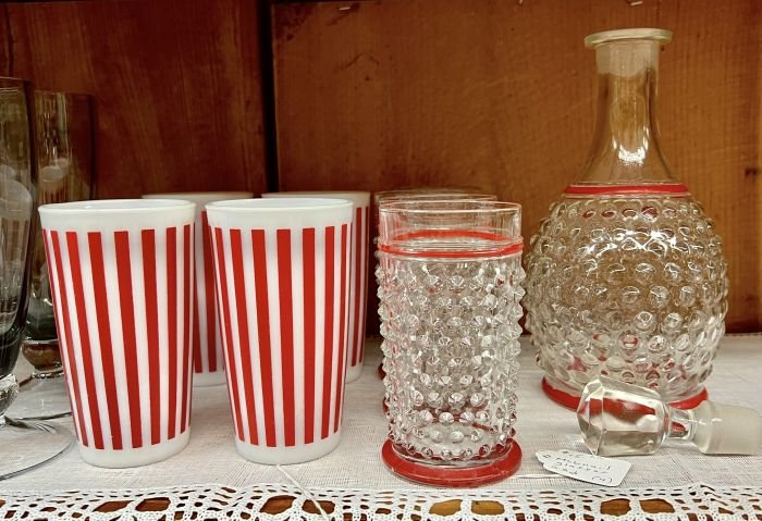 Atlas tumblers, hobnail glassware